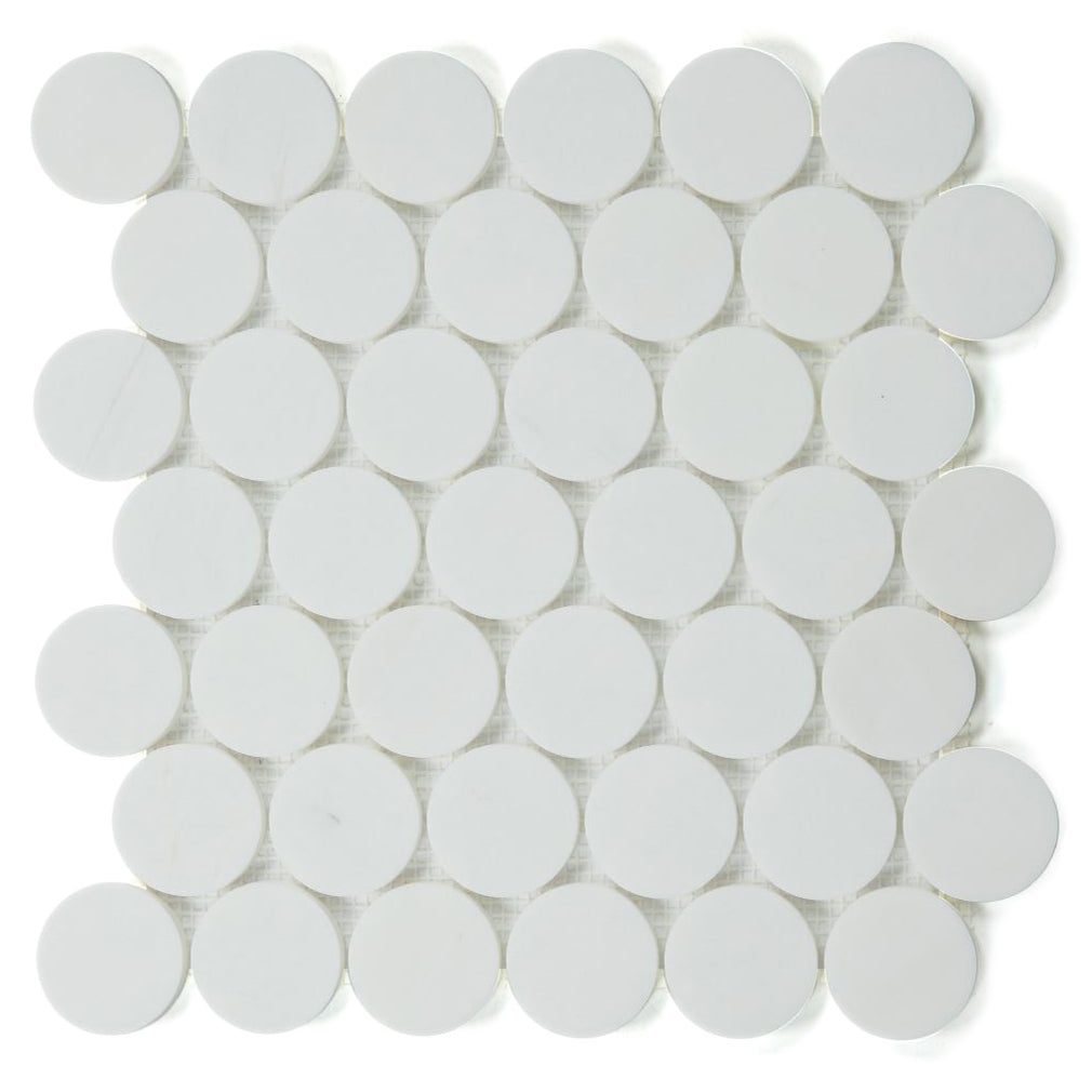 Elysium Tiles Penny Marble Large (2" x 2" pieces) Dolomite Honed 11.75" x 12" Marble Mosaic Tile