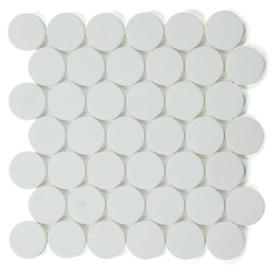 Elysium Tiles Penny Marble Large (2" x 2" pieces) Dolomite Honed 11.75" x 12" Marble Mosaic Tile