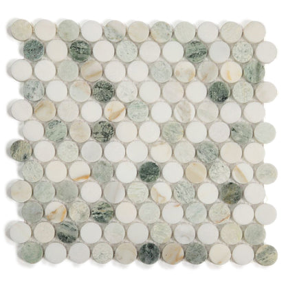 Elysium Tiles Penny Marble Spring 11" x 11.75" Marble Mosaic Tile