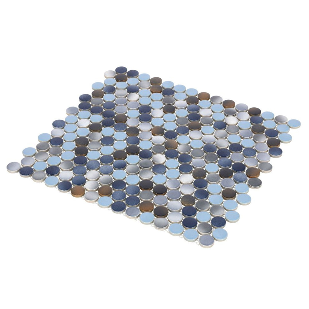 Elysium Tiles Penny Round Beach 11.5" x 12.25" Porcelain Mosaic Tile