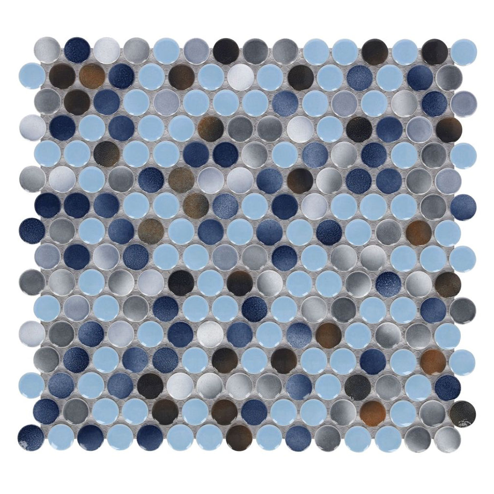 Elysium Tiles Penny Round Beach 11.5" x 12.25" Porcelain Mosaic Tile