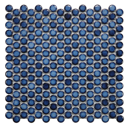 Elysium Tiles Penny Round Blue 11.5" x 11.5" Porcelain Mosaic Tile