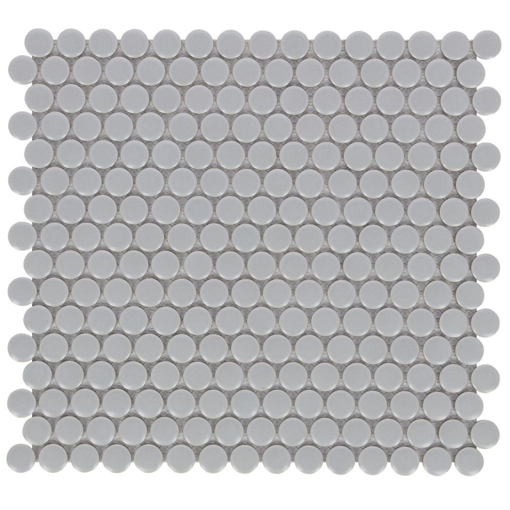 Elysium Tiles Penny Round City Grey Matte 11.5" x 12.25" Porcelain Mosaic Tile