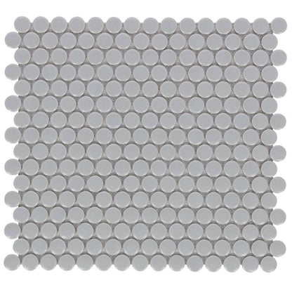 Elysium Tiles Penny Round City Grey Matte 11.5" x 12.25" Porcelain Mosaic Tile