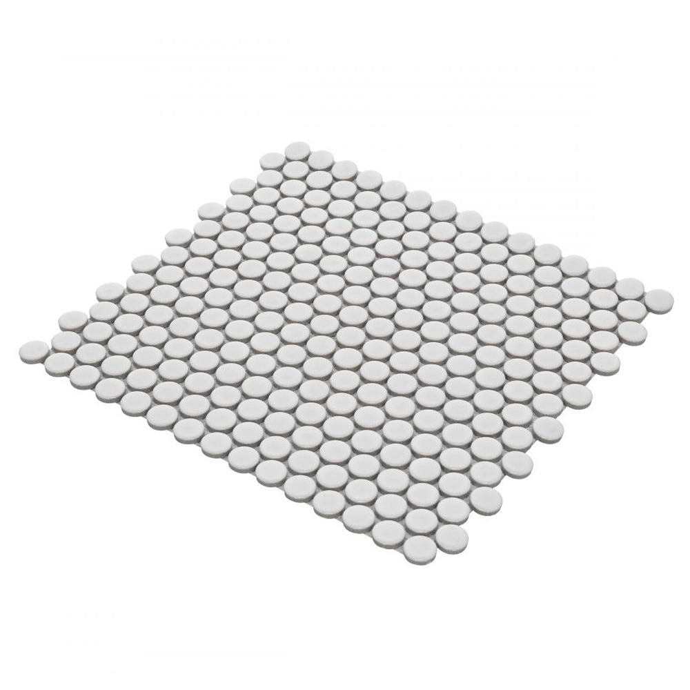 Elysium Tiles Penny Round Light Grey Matte 11.5" x 12.25" Porcelain Mosaic Tile