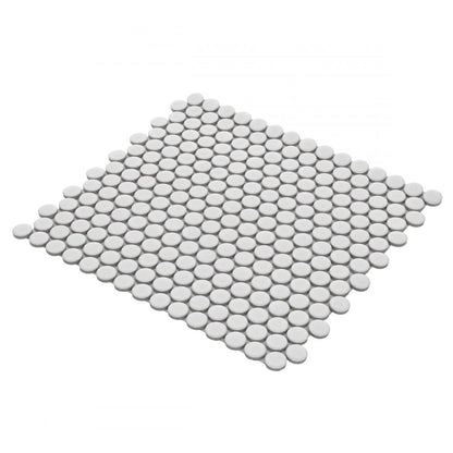 Elysium Tiles Penny Round Light Grey Matte 11.5" x 12.25" Porcelain Mosaic Tile