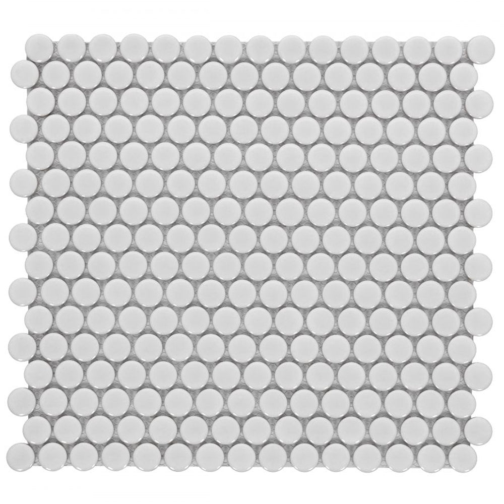 Elysium Tiles Penny Round Light Grey Matte 11.5" x 12.25" Porcelain Mosaic Tile