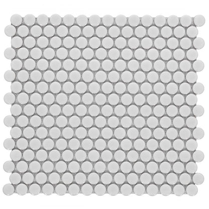 Elysium Tiles Penny Round Light Grey Matte 11.5" x 12.25" Porcelain Mosaic Tile