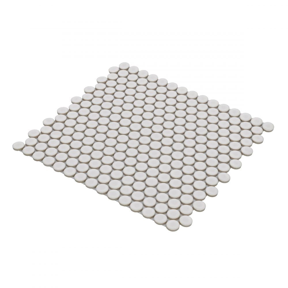 Elysium Tiles Penny Round Natural Grey Matte 11.5" x 12.25" Porcelain Mosaic Tile