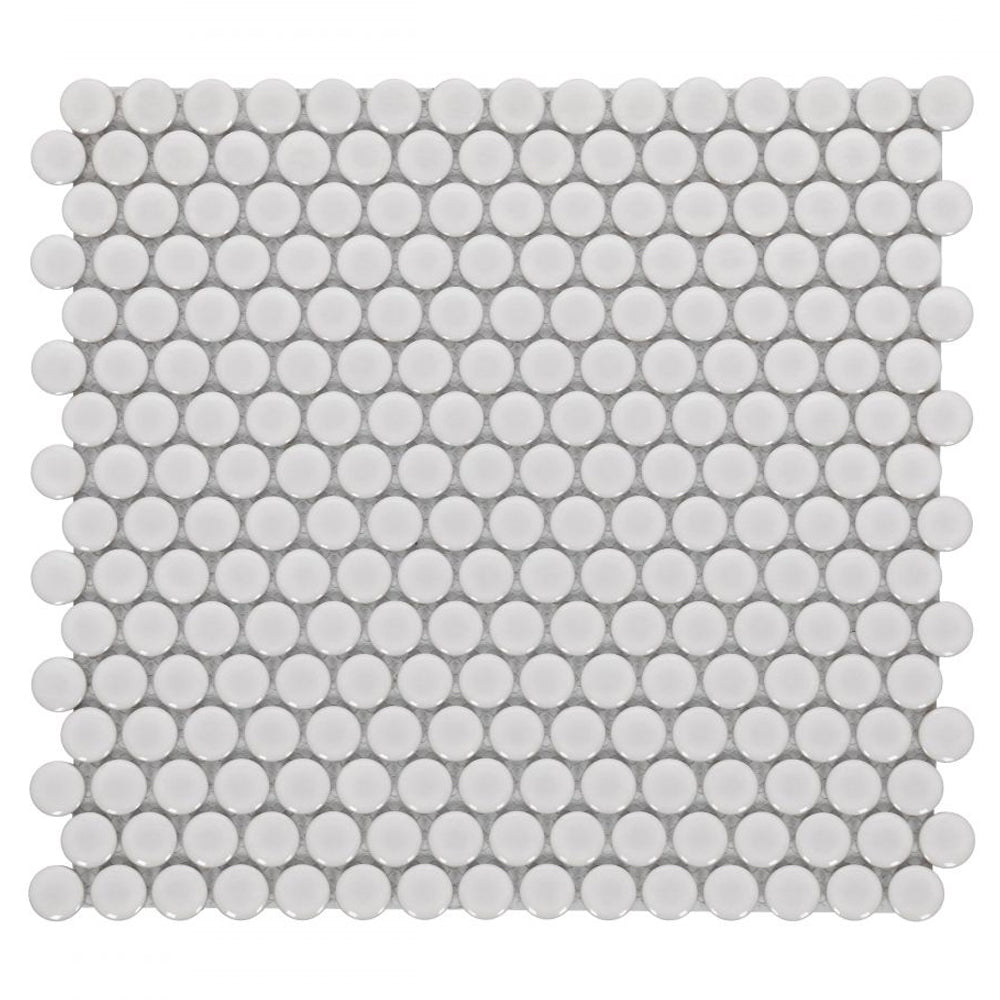 Elysium Tiles Penny Round Natural Grey Matte 11.5" x 12.25" Porcelain Mosaic Tile