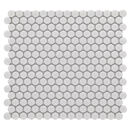 Elysium Tiles Penny Round Natural Grey Matte 11.5" x 12.25" Porcelain Mosaic Tile