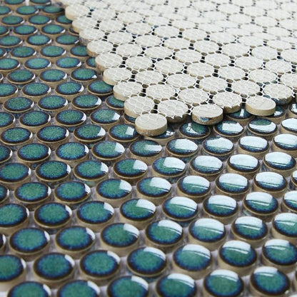 Elysium Tiles Penny Round Turquoise 11.5" x 11.5" Porcelain Mosaic Tile