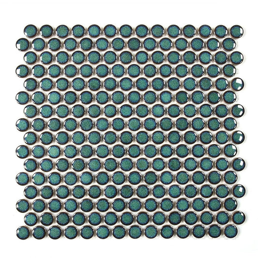 Elysium Tiles Penny Round Turquoise 11.5" x 11.5" Porcelain Mosaic Tile