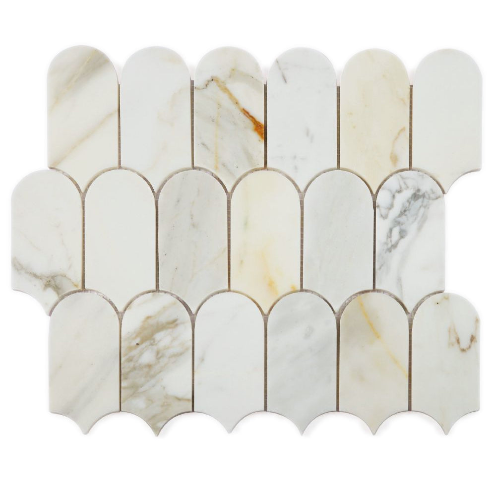 Elysium Tiles Piano Calacatta Gold Polished 10.25" x 12.5" Marble Mosaic Tile