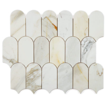 Elysium Tiles Piano Calacatta Gold Polished 10.25" x 12.5" Marble Mosaic Tile