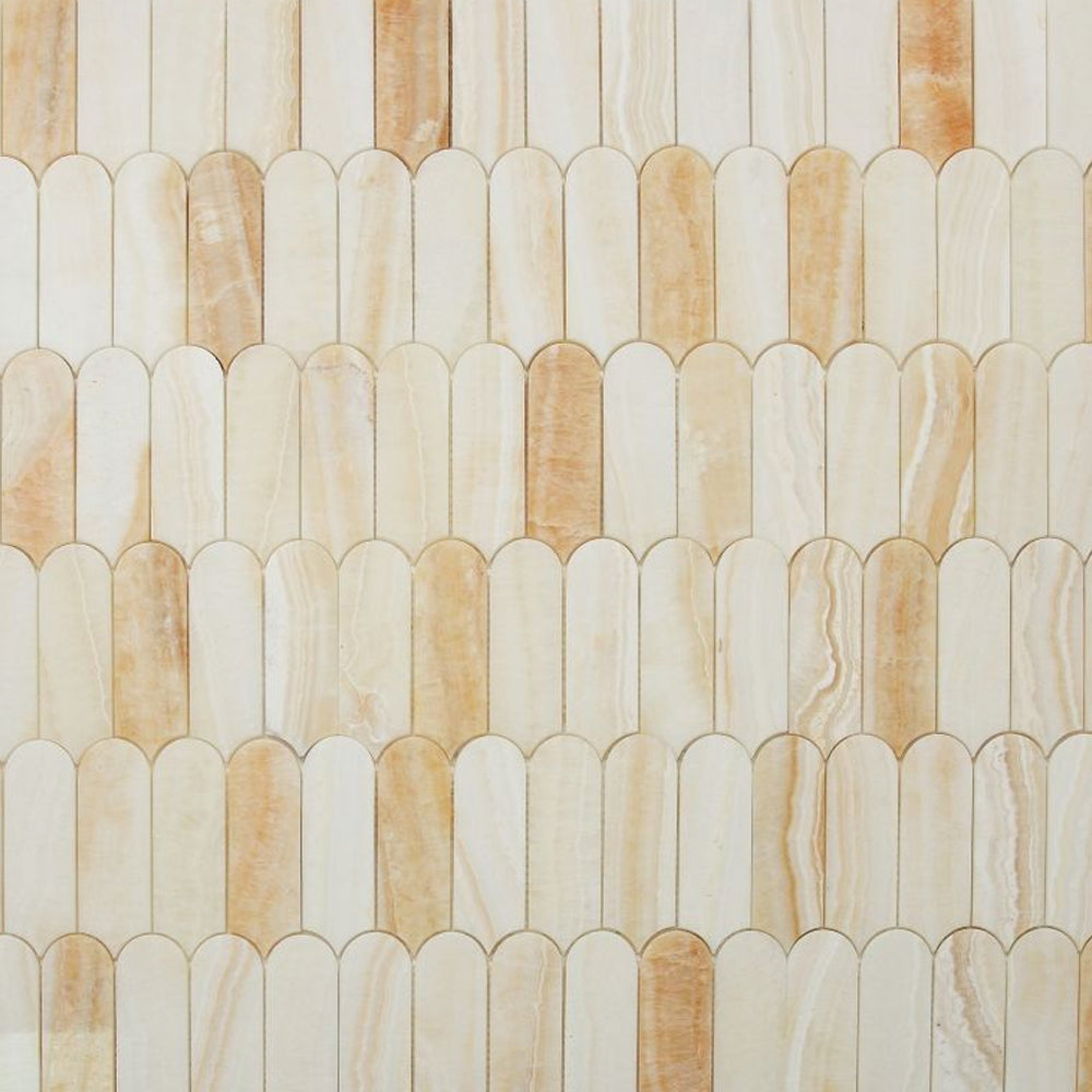 Elysium Tiles Piano Onyx Ivory Polished 10" x 11.75" Stone Mosaic Tile