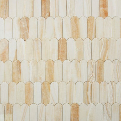 Elysium Tiles Piano Onyx Ivory Polished 10" x 11.75" Stone Mosaic Tile