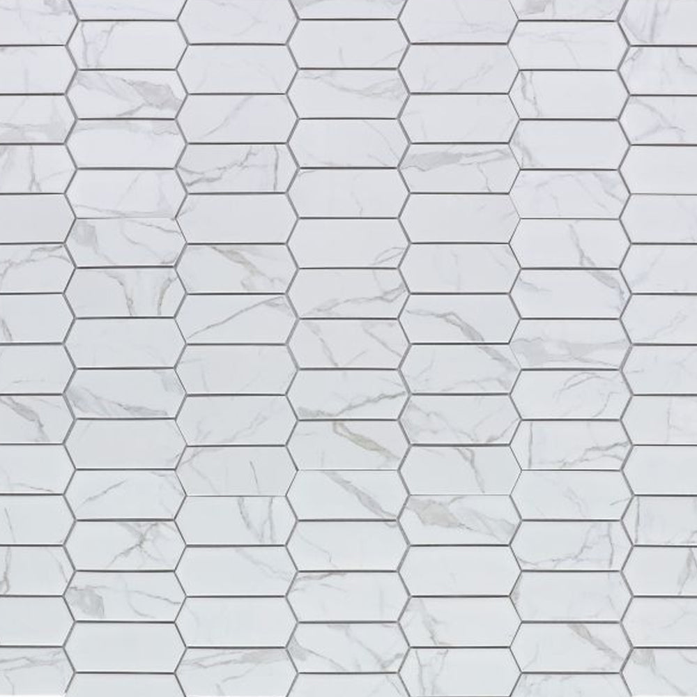 Elysium Tiles Picket Statuario Matte 10.25" x 13.5" Porcelain Mosaic Tile