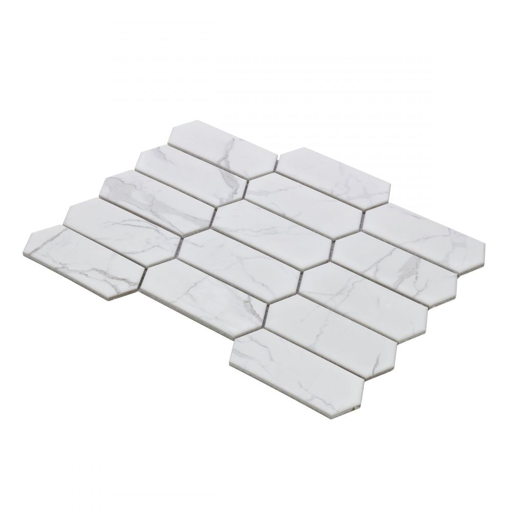 Elysium Tiles Picket Statuario Matte 10.25" x 13.5" Porcelain Mosaic Tile