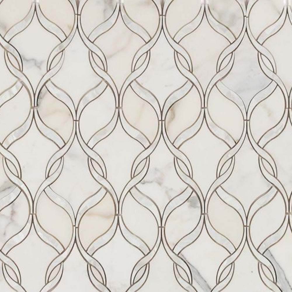 Elysium Tiles Prestige Pearl Calacatta 7.25" x 11.75" Marble & Pearl Mosaic Tile