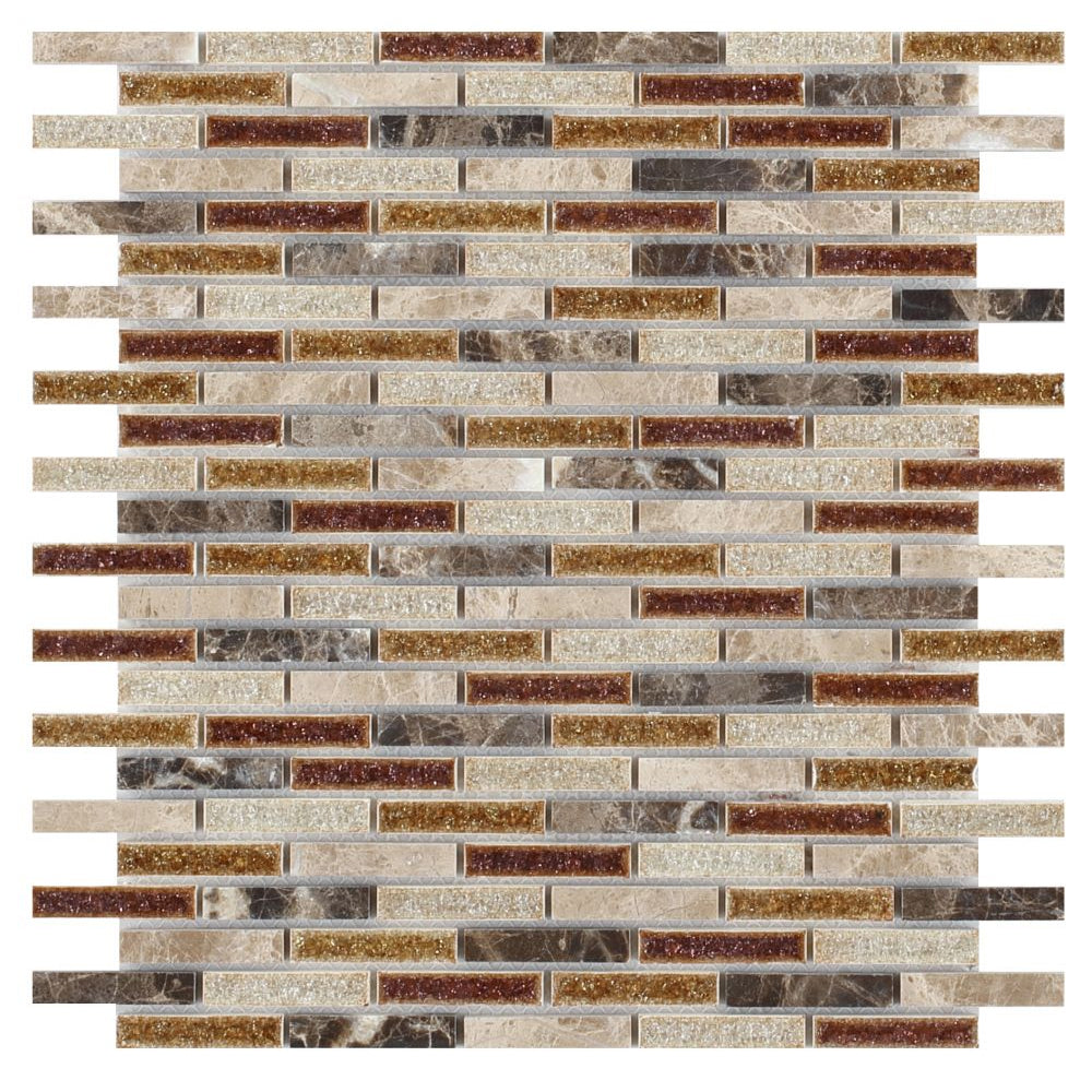 Elysium Tiles Princess 11.75" x 12" Marble & Glass Mosaic Tile