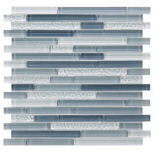 Elysium Tiles Rain Blue 11.75" x 12" Glass Mosaic Tile