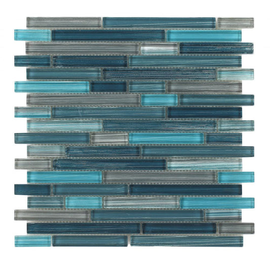 Elysium Tiles Rain Heavy 11.75" x 12" Glass Mosaic Tile