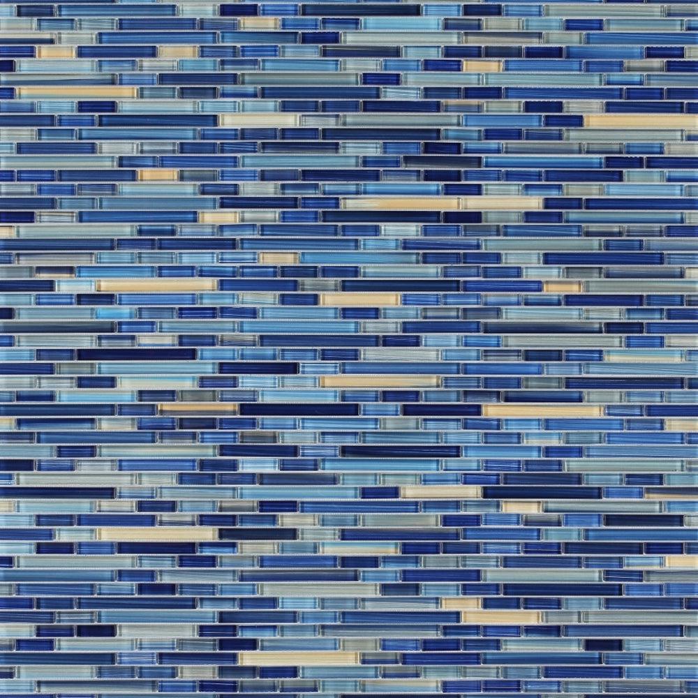 Elysium Tiles Rain Sapphire 11.75" x 12" Glass Mosaic Tile