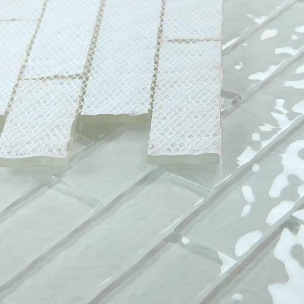 Elysium Tiles Ripple Clear Grey 11.75" x 11.75" Glass Mosaic Tile