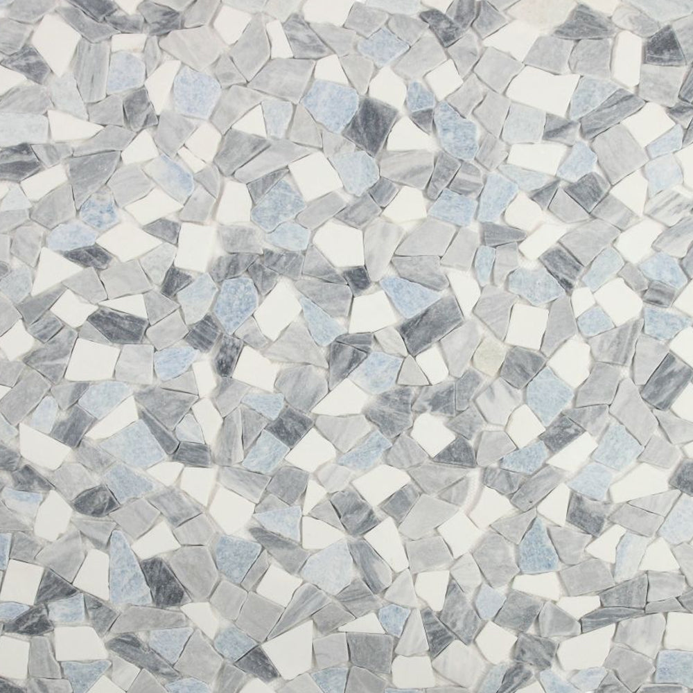 Elysium Tiles River Stone Blue Ocean 12" x 12" Marble Mosaic Tile