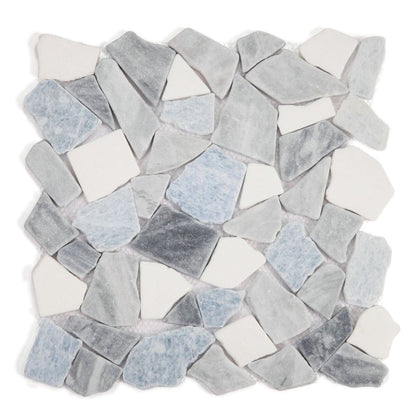 Elysium Tiles River Stone Blue Ocean 12" x 12" Marble Mosaic Tile