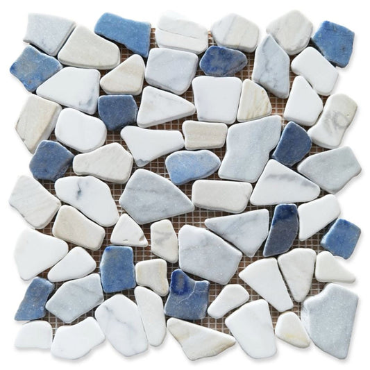 Elysium Tiles River Stone Royal Sapphire 12" x 12" Stone Mosaic Tile