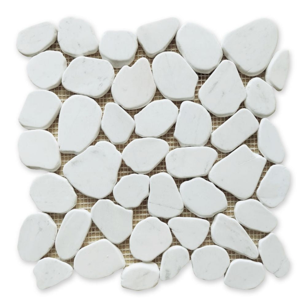 Elysium Tiles River Stone White 11.5" x 11.5" Stone Mosaic Tile