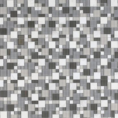 Elysium Tiles Sea 11.75" x 11.75" Marble & Glass Mosaic Tile