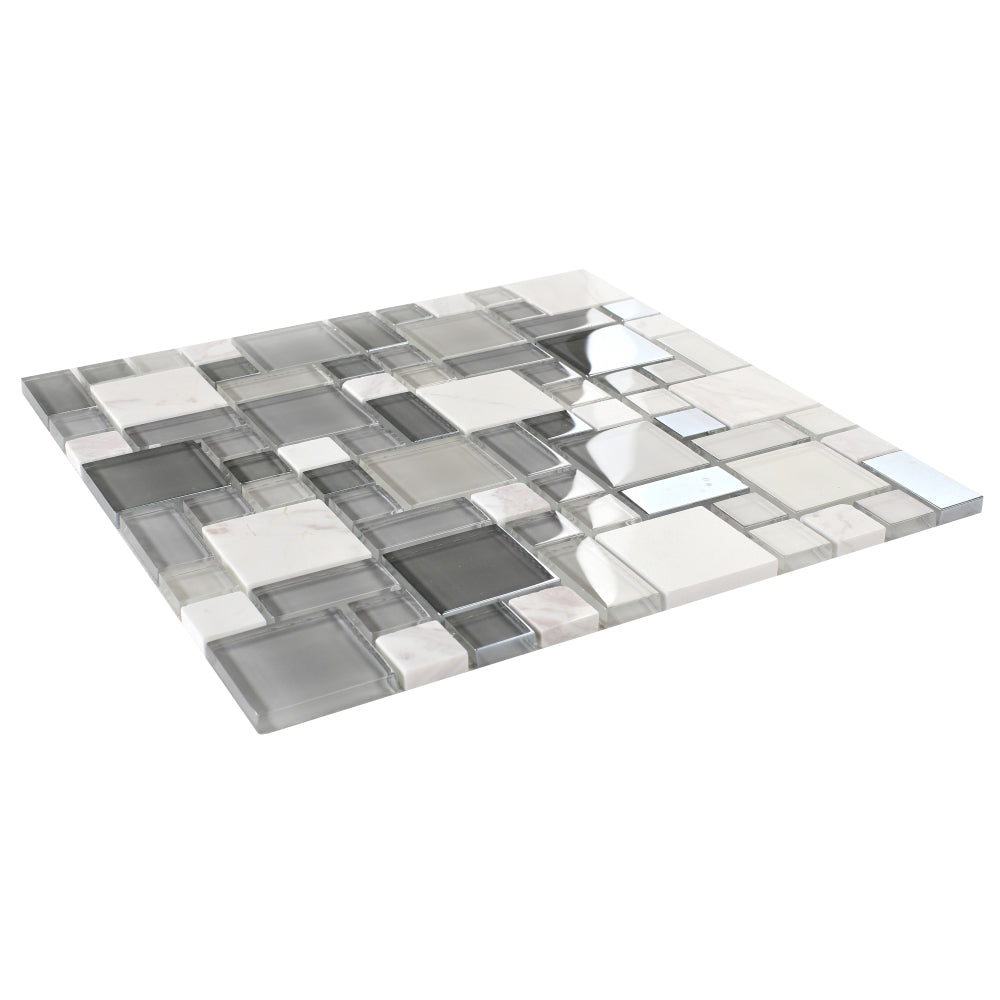 Elysium Tiles Sea 11.75" x 11.75" Marble & Glass Mosaic Tile