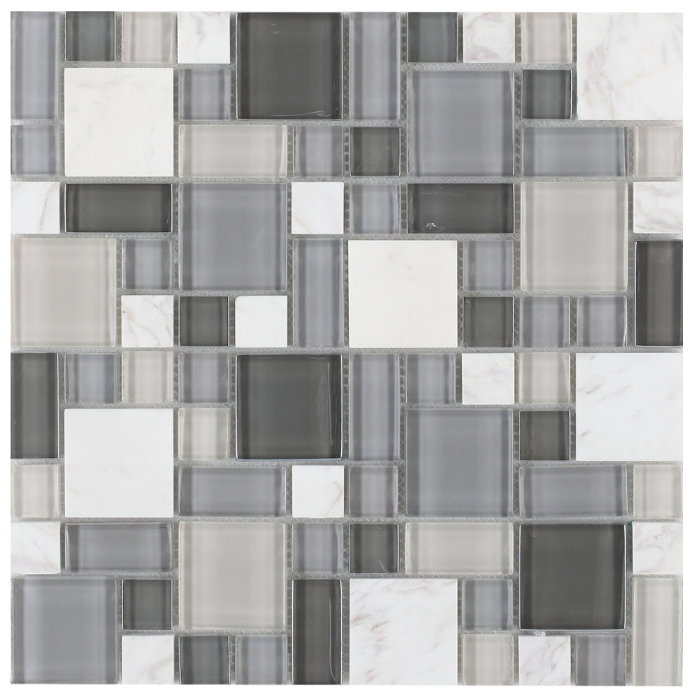 Elysium Tiles Sea 11.75" x 11.75" Marble & Glass Mosaic Tile