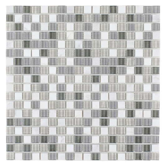 Elysium Tiles Sea Mini 12" x 12" Marble & Glass Mosaic Tile