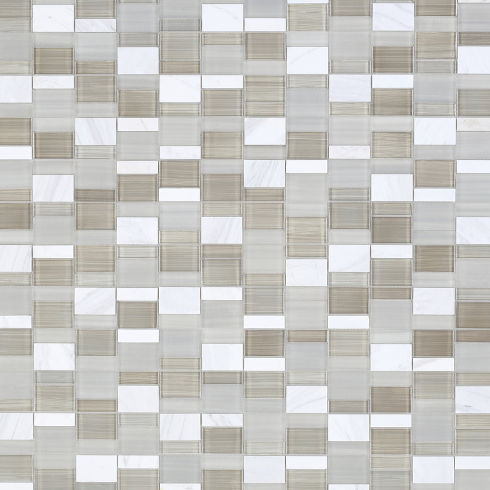 Elysium Tiles Sea Salt Prime 11.75" x 11.75" Marble & Glass Mosaic Tile