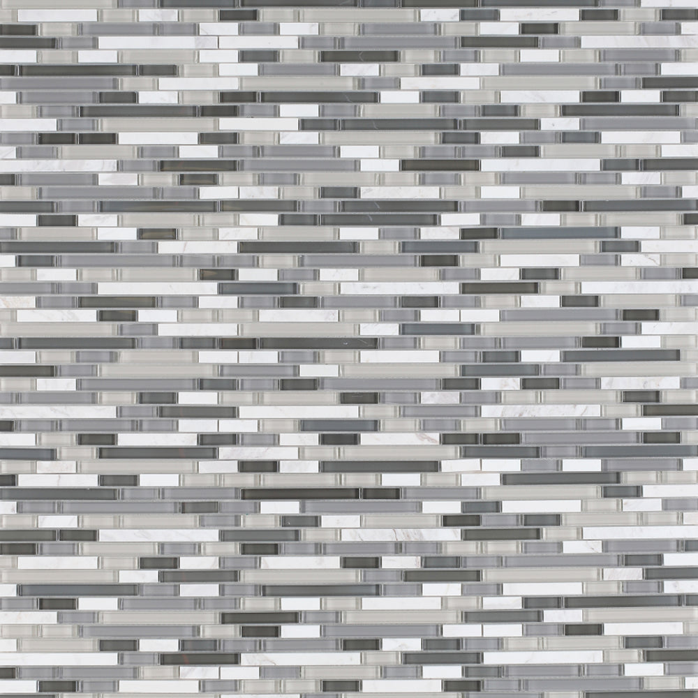 Elysium Tiles Sea Stack 11.75" x 12" Marble & Glass Mosaic Tile