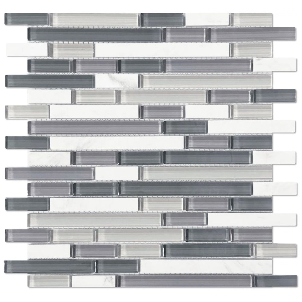 Elysium Tiles Sea Stack 11.75" x 12" Marble & Glass Mosaic Tile