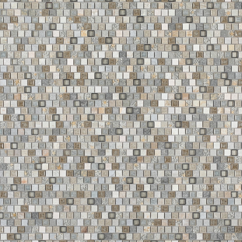 Elysium Tiles Selene Beach 11.75" x 11.75" Slate & Glass Mosaic Tile