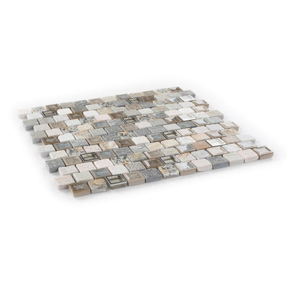 Elysium Tiles Selene Beach 11.75" x 11.75" Slate & Glass Mosaic Tile