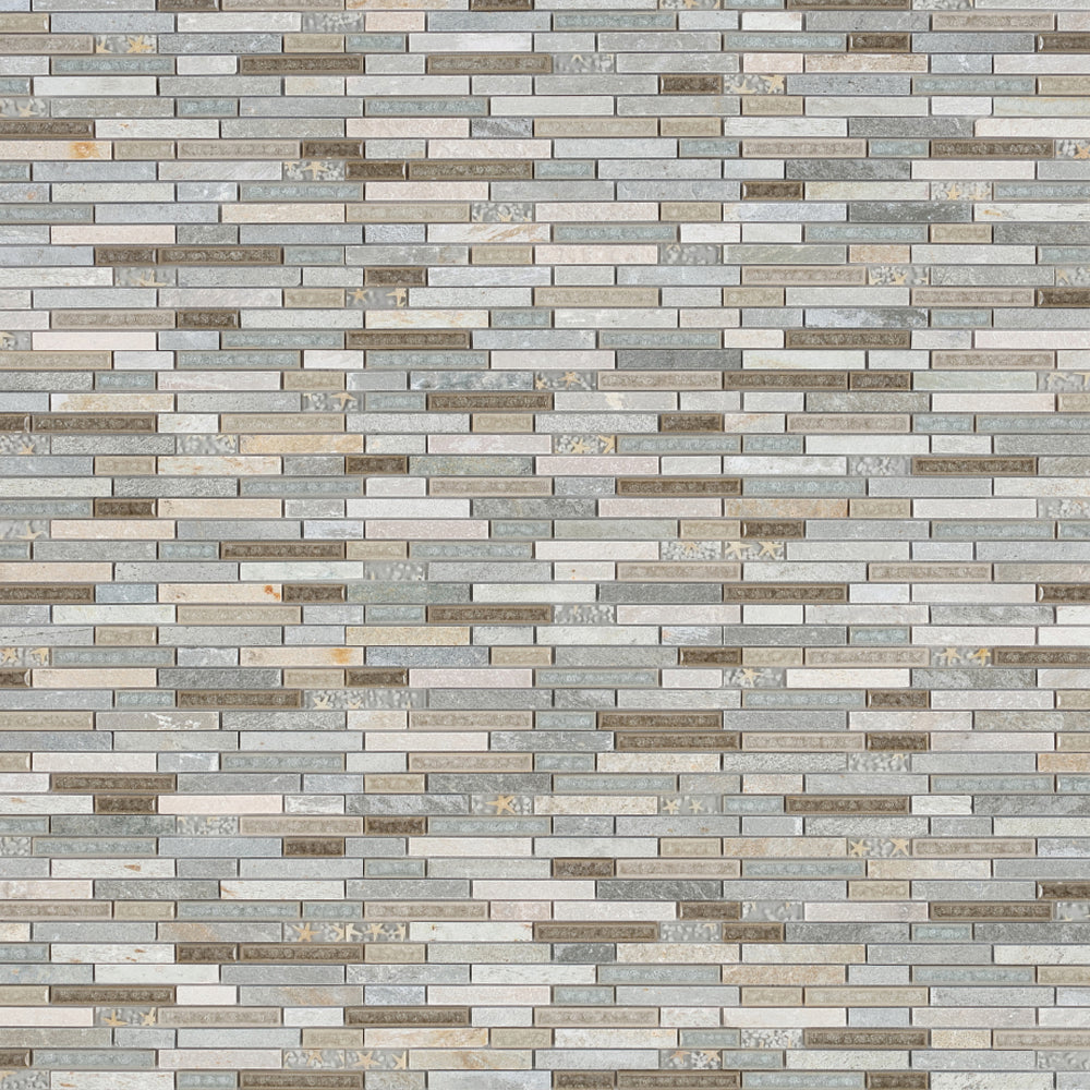 Elysium Tiles Selene Beach Stack 11.75" x 12" Slate & Glass Mosaic Tile