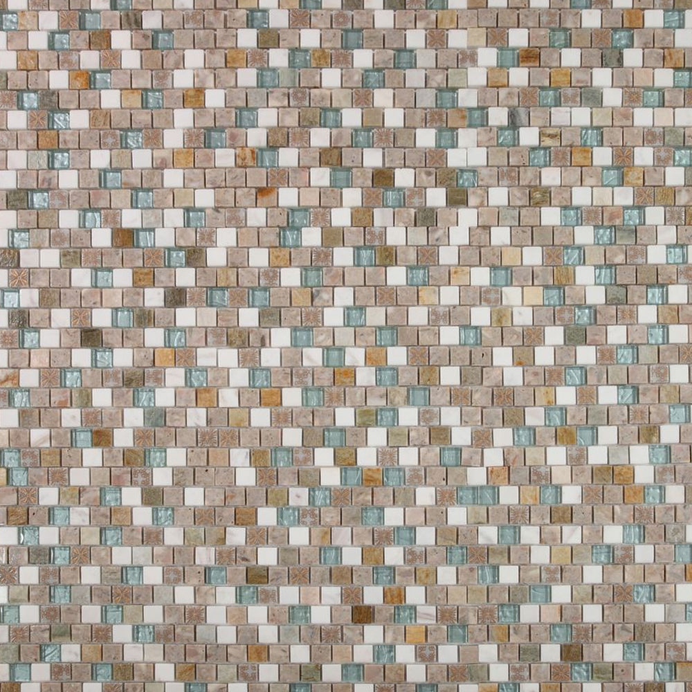 Elysium Tiles Selene Summer New 11.75" x 11.75" Slate & Glass Mosaic Tile