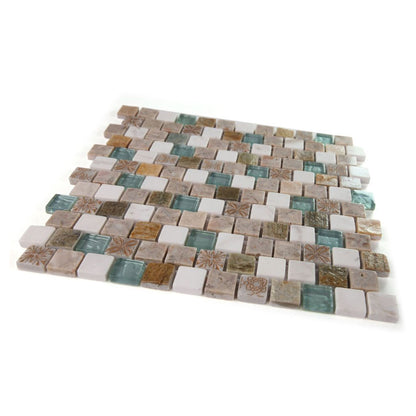 Elysium Tiles Selene Summer New 11.75" x 11.75" Slate & Glass Mosaic Tile