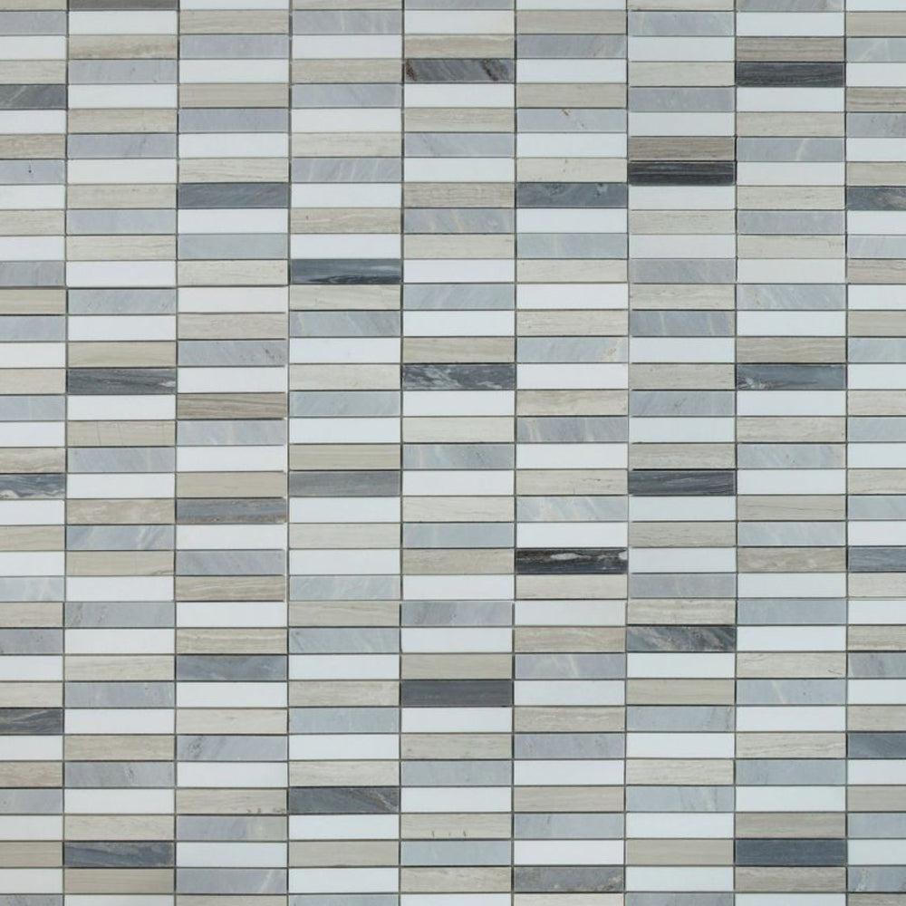 Elysium Tiles Slot Blue 11.75" x 11.75" Marble Mosaic Tile