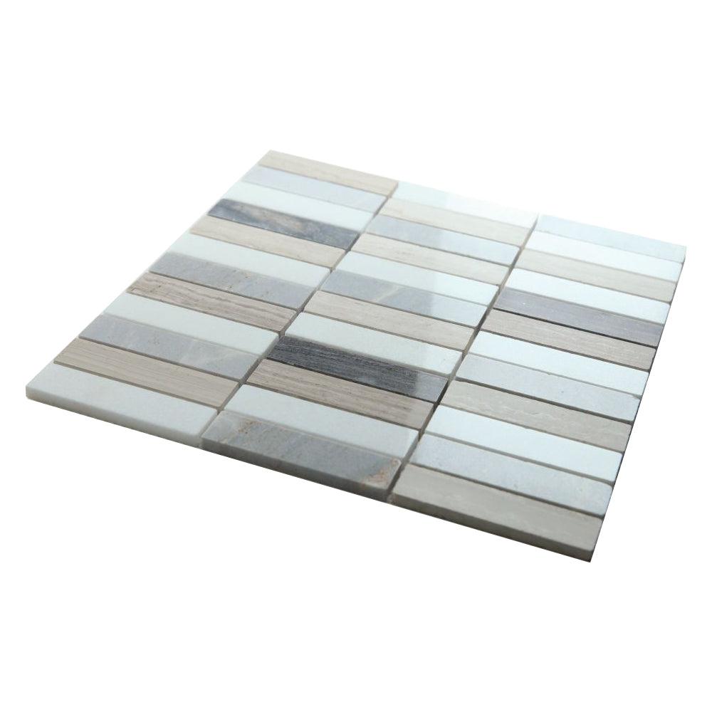 Elysium Tiles Slot Blue 11.75" x 11.75" Marble Mosaic Tile