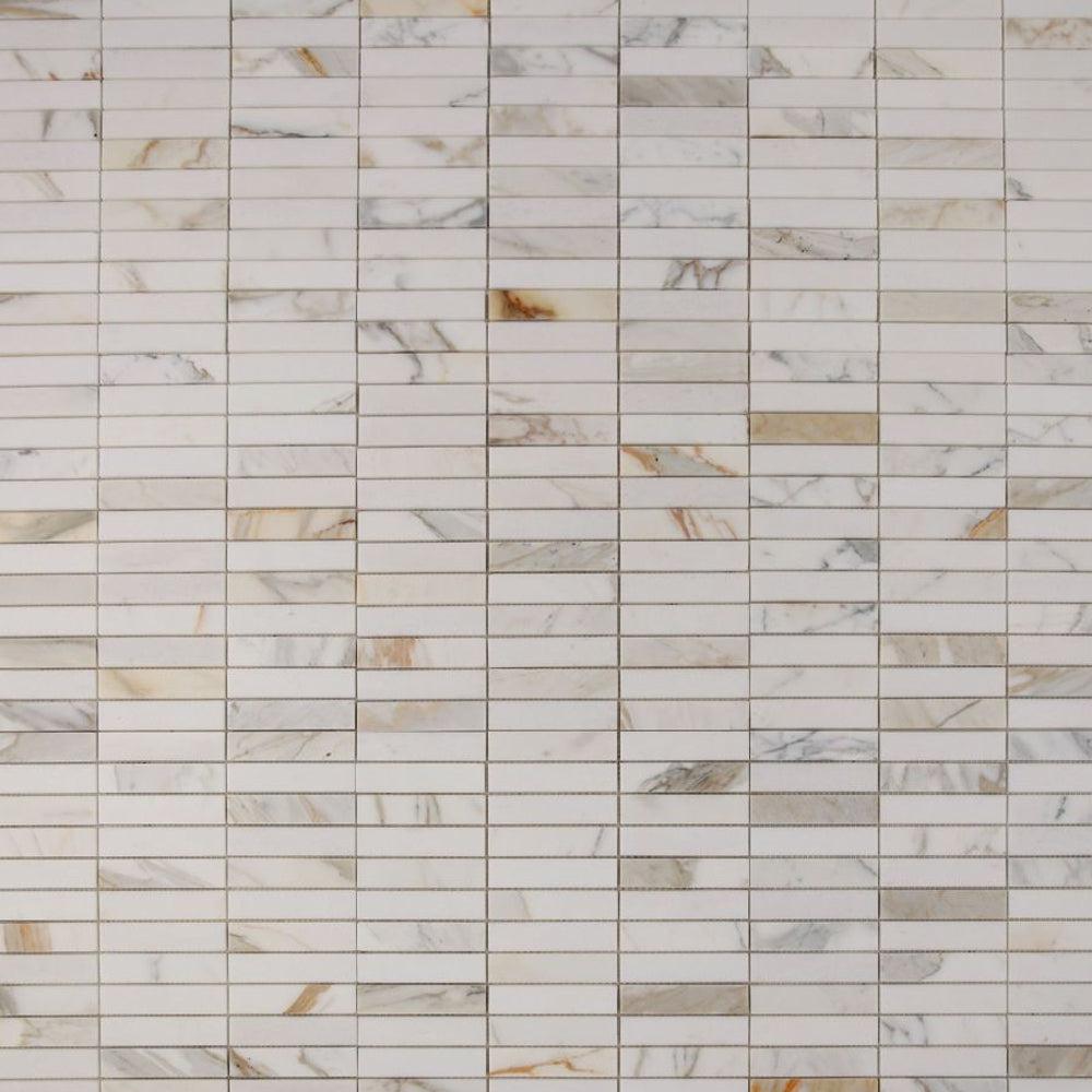 Elysium Tiles Slot Calacatta 11.75" x 11.75" Marble Mosaic Tile