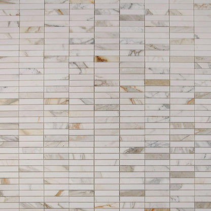 Elysium Tiles Slot Calacatta 11.75" x 11.75" Marble Mosaic Tile