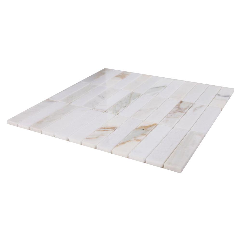 Elysium Tiles Slot Calacatta 11.75" x 11.75" Marble Mosaic Tile